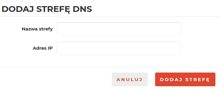 Dodawanie strefy DNS