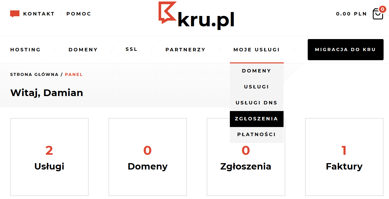 Tworzenie zgłoszenia do Biura Obsługi Klienta w Kru.pl